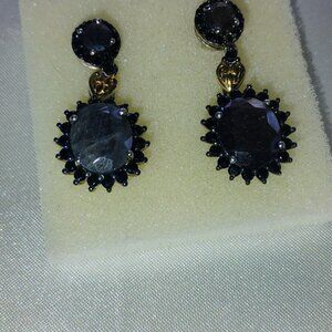 Silver sapphire dangling earrings in sterling dilver